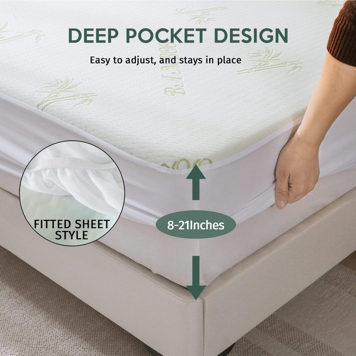 MUXHOMO 2 Pack King Mattress Protector, 100% Waterproof King Size Mattress Cover Protector, Cooling and Breathable Mattress Pad Cover, Deep Pocket 8"-21" MUXHOMO