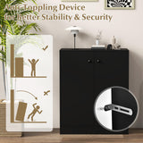 LOKO 2-Door Storage Cabinet, Modern Floor Cabinet with 3-Tier Shelf, Freestanding Side Cabinet with Anti-Toppling Device, Storage Organizer for Living Room, Kitchen, Dining Room, Entryway (Black) LOKO