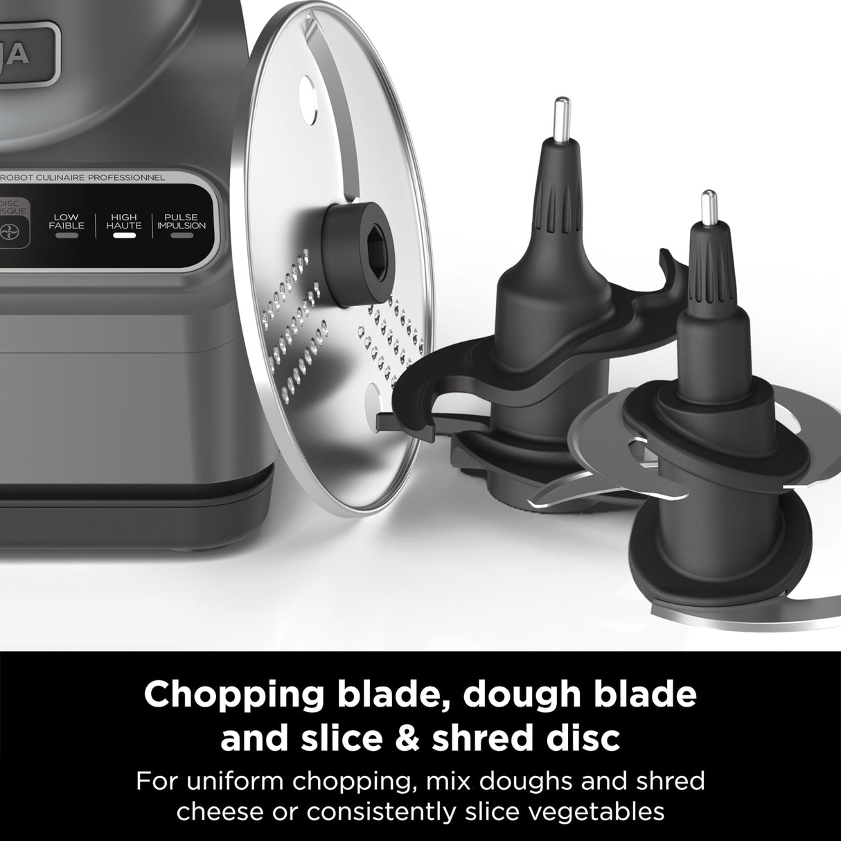 Ninja Food Processor, Professional Plus, 1000 Peak Watts, 4 Functions for Chopping, Slicing, Purees & Dough with 9-Cup Processor Bowl, 3 Blades, Food Chute & Pusher, Silver, BN601 Ninja