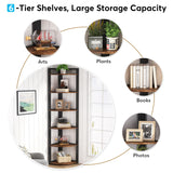 Versatile 6 Tier Rustic Corner Shelf Unit – 70.9 Inch Tall Storage Rack for Living Room, Home Office, and Small Spaces Tribesigns