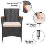 Flamaker 7 Piece Patio Dining Set Outdoor Acacia Wood Table and Chairs with Soft Cushions Wicker Patio Furniture for Deck, Backyard, Garden Flamaker