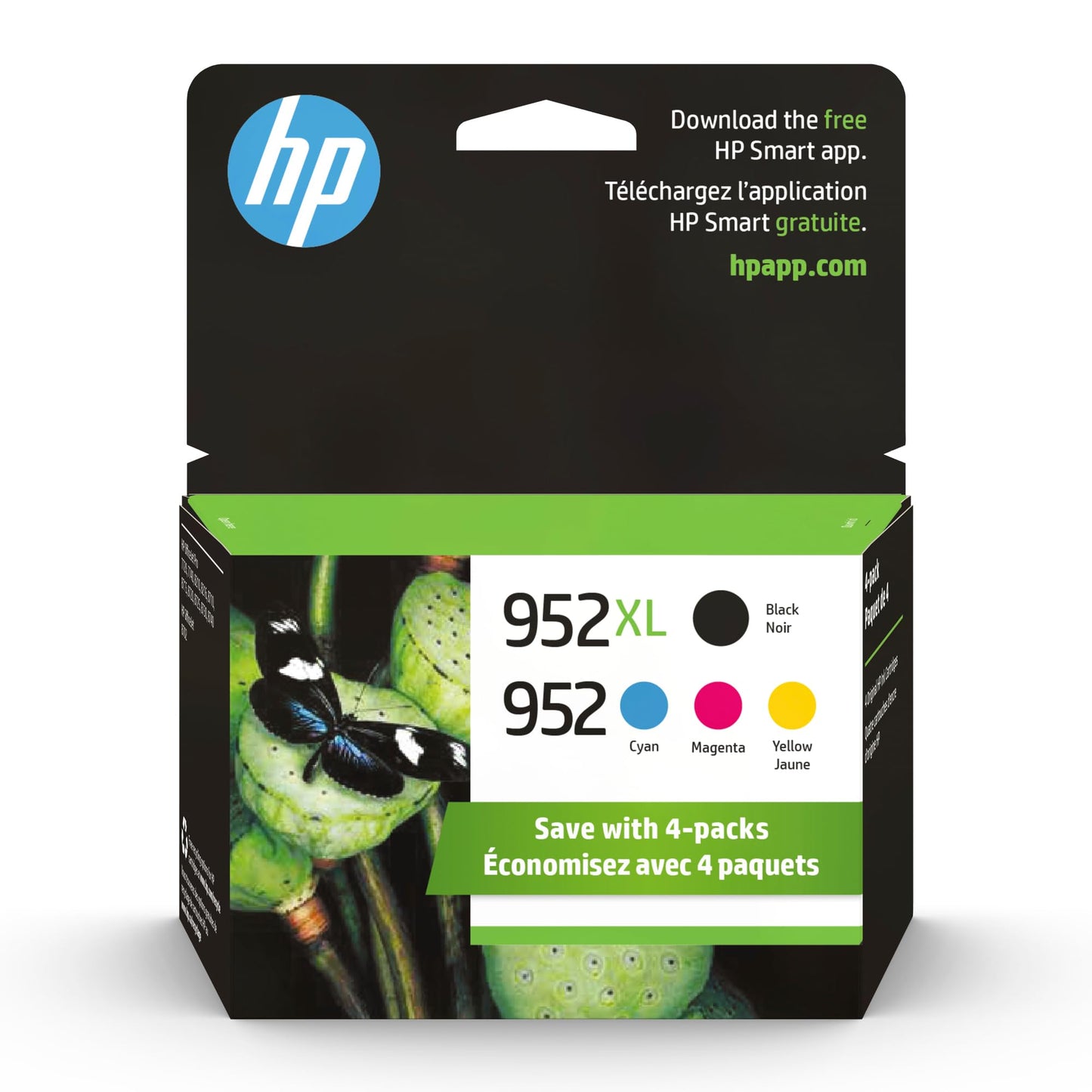 HP Original 952 Cyan, Magenta, Yellow / 952XL Black Ink Cartridges (4-Pack) | Works OfficeJet 8702 OfficeJet Pro 7700, 8210, 8700 Series | Eligible for Instant Ink | N9K28AN