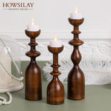 HOWSILAY Candle Holder Wood Candle Holders for Table Centerpiece Candlestick Holders Modern Farmhouse Decor Candlesticks fits 3/4" or 7/8" Taper Candle and Dia 1.5" Led Tea Lights or Pillar Candles HOWSILAY