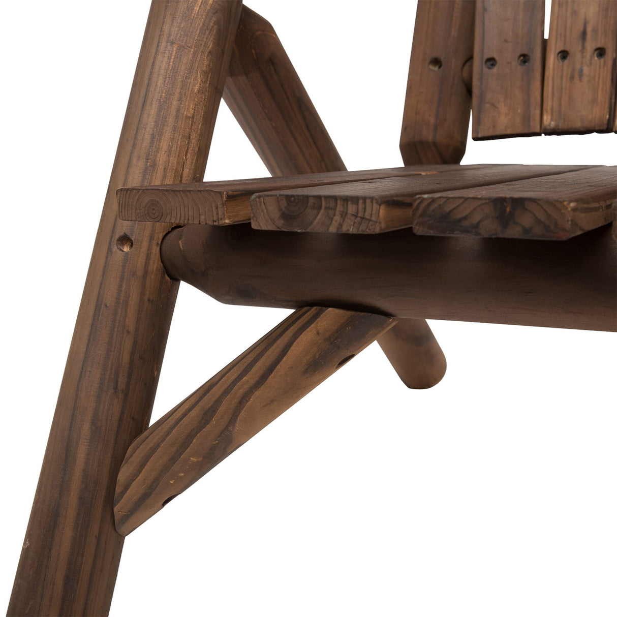 Outsunny 2-Seat Wooden Adirondack Chair, Patio Bench with Table, Outdoor Loveseat Fire Pit Chair for Porch, Backyard, Deck, Carbonized Outsunny