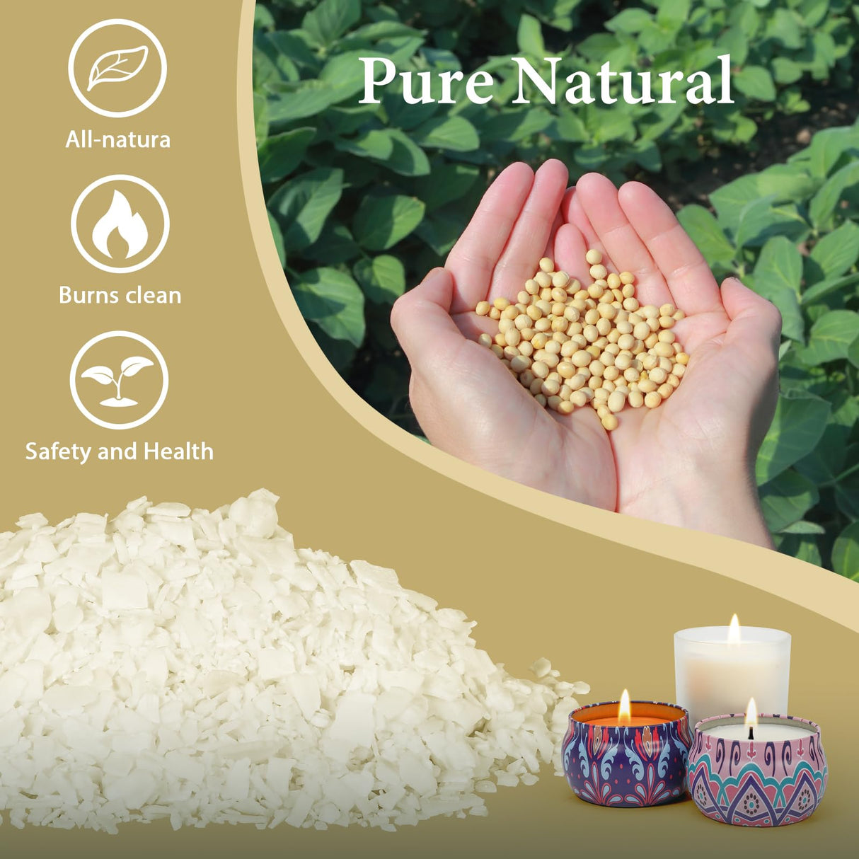 SACATR 5LB Soy Wax for Candle Making, 100% Soy Wax - Natural Candle Wax- No additives and Pure, Premium Quality Candle Wax for Candle Making SACATR