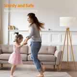 LEPOWER Wood Tripod Floor Lamp, Mid Century Standing Lamp for Living Room, Flaxen Lamp Shade, Modern Design Standing Lamp with E26 Lamp Base, Tall Floor Lamp for Bedroom, Study Room and Office Brown LEPOWER