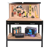 Heavy-Duty Steel Workbench – 63" Multipurpose Workshop Table with Drawer, Pegboard & Shelf, Woodworking & Garage Tool Organizer, 300 lbs Capacity HEIGHYOXP