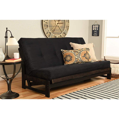 Kodiak Furniture Aspen Futon with Suede Fabric Mattress in Mocha/Black - WoodArtSupply