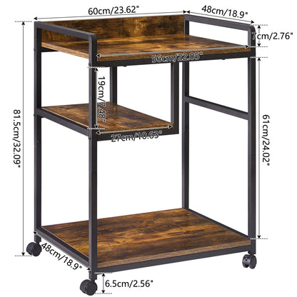 IBUYKE Mobile Printer Stand with Wheels,Large Printer Table and Paper Shredder Stand Rack for Home Office Organization, Rolling Cart Stand for Heat Press Microwave and Mini Fridge TPS002H - WoodArtSupply