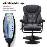 MCombo Recliner with Ottoman, Reclining Chair with Massage, 360 Swivel Living Room Chair Faux Leather, 4901 (Black) MCombo