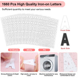 10 Sheets 1660 Pieces Iron on Letters and Numbers for Clothing, 1 Inch White Iron on Vinyl Letters with A-Z Heat Transfer Letters 0-9 Iron on Numbers PU Alphabet Sticker for T-Shirt Printing DIY Craft Comkrivy