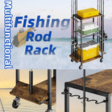 ZHOOGE Fishing Rod Holders for Garage, Fishing Pole holders Fishing Pole Rack Holds up to 8 Rods and Reel Combos, Fishing Gear Equipment Organizer Storage Solution for Garage Basement or Indoor ZHOOGE