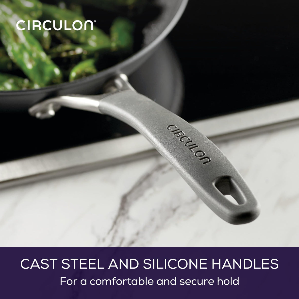 Circulon A1 Series with ScratchDefense Technology Nonstick Induction, Frying Pans/Skillets with Lids, Metal Utensil Safe, Skillet Set w/Lid (8.5", 10" & 12") - Graphite Circulon