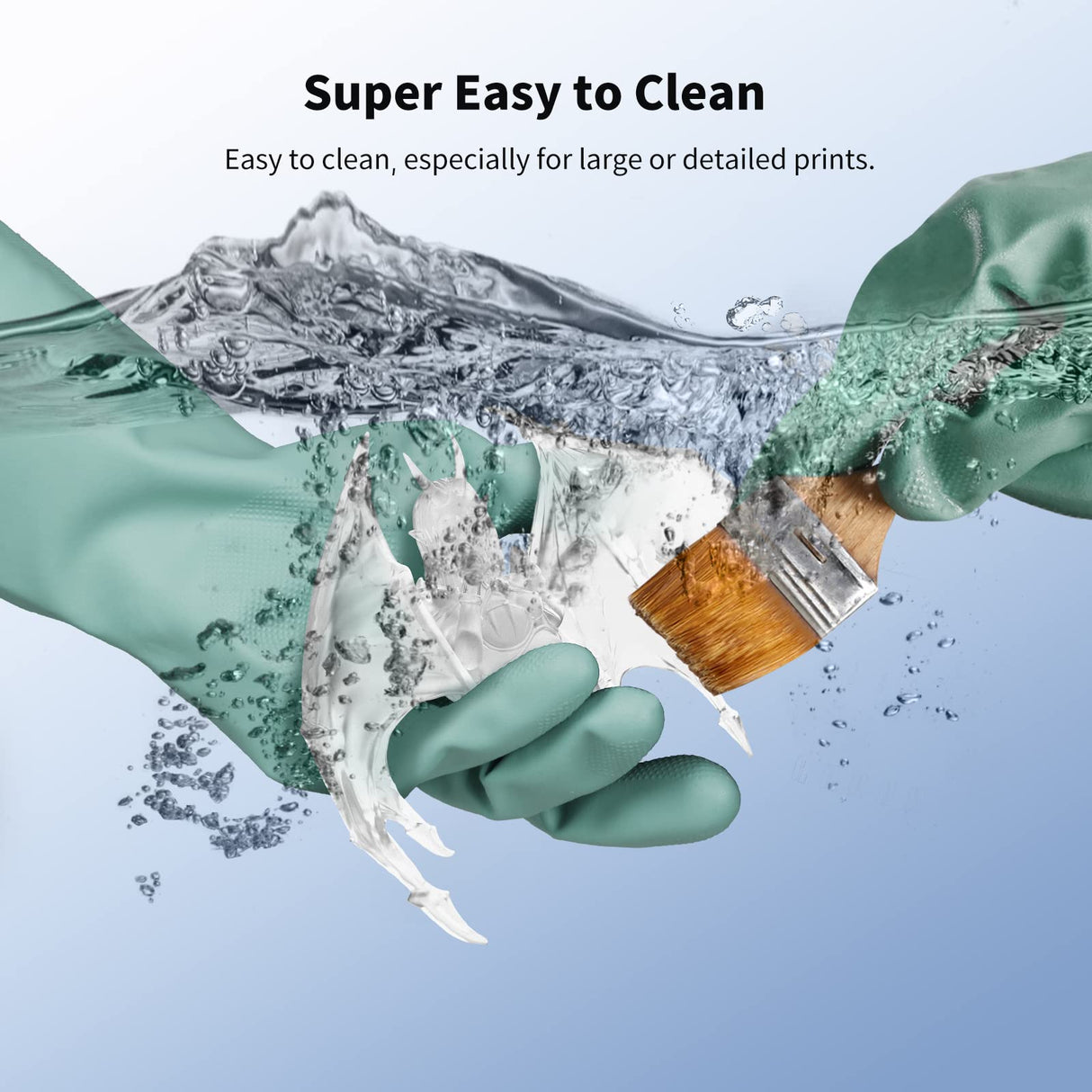 ANYCUBIC Water Wash 3D Printer Resin, 405nm High Precision UV-Curing 3D Resin, Low Shrinkage Standard Photopolymer Resin for 8K Capable LCD DLP Resin 3D Printer Printing (Clear, 500g) ANYCUBIC