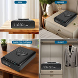 Fingerprint Biometric Gun Safe, Clock Handgun Safe with 3-in-1 Watch & Phone Wireless Charging, Drawer Lock for Hand guns, Cash, Valuables- with Humidity |Temperature| Alarm Clock| Time BBRKIN