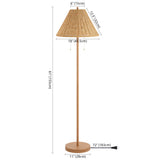 JONATHAN Y JYL3092A Nando 61" 2-Light Coastal Bohemian Iron/Rattan LED Floor Lamp with Pull-Chain Mid-Century, Modern Standing Reading Lamp LED Bulb Included, Brown Wood Finish JONATHAN Y