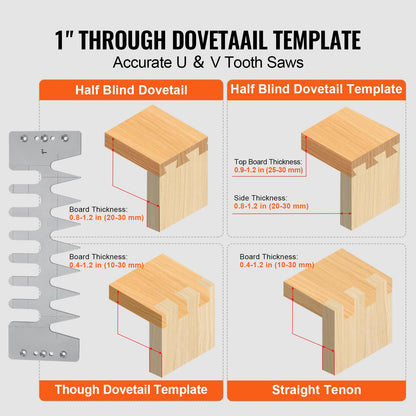 VEVOR Dovetail Jig, 12 in Width, Dove Tailing Router Jigs with 4 Router Bits & 3 Templates, Precise Alignment Dove Tail Jig, Mortise and Tenon Woodworking Tools for Furniture & Wood Cabinet M - WoodArtSupply