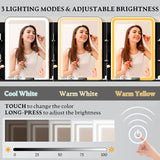 Vanity Desk with LED Lights Mirror & Power Outlet, Small Makeup Vanity Table Set with Storage Drawers & Chair, 3 Lighting Modes & Adjustable Brightness, Dressing Table for Women Girls Bedroom, Black Xixini