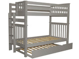 Bedz King Tall Bunk Beds Twin over Twin Mission Style with End Ladder and a Twin Trundle, Gray Bedz King