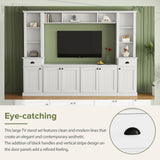 YOPTO 103" Minimalist Entertainment Center Wall Unit Set with Bridge for TVs Up to 75'',Ample Storage Space TV Stand W/Adjustable Shelves,Modernist Large Media Console for Living Room,White YOPTO