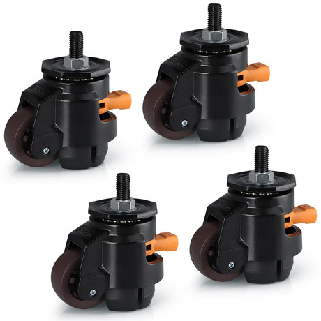MOLIGOU Leveling Stem Casters, Retractable Leveling Casters with Ratchet Handle, Heavy Duty Workbench Casters, Total Load Capacity 2200 Lbs, 4 Pack MOLIGOU