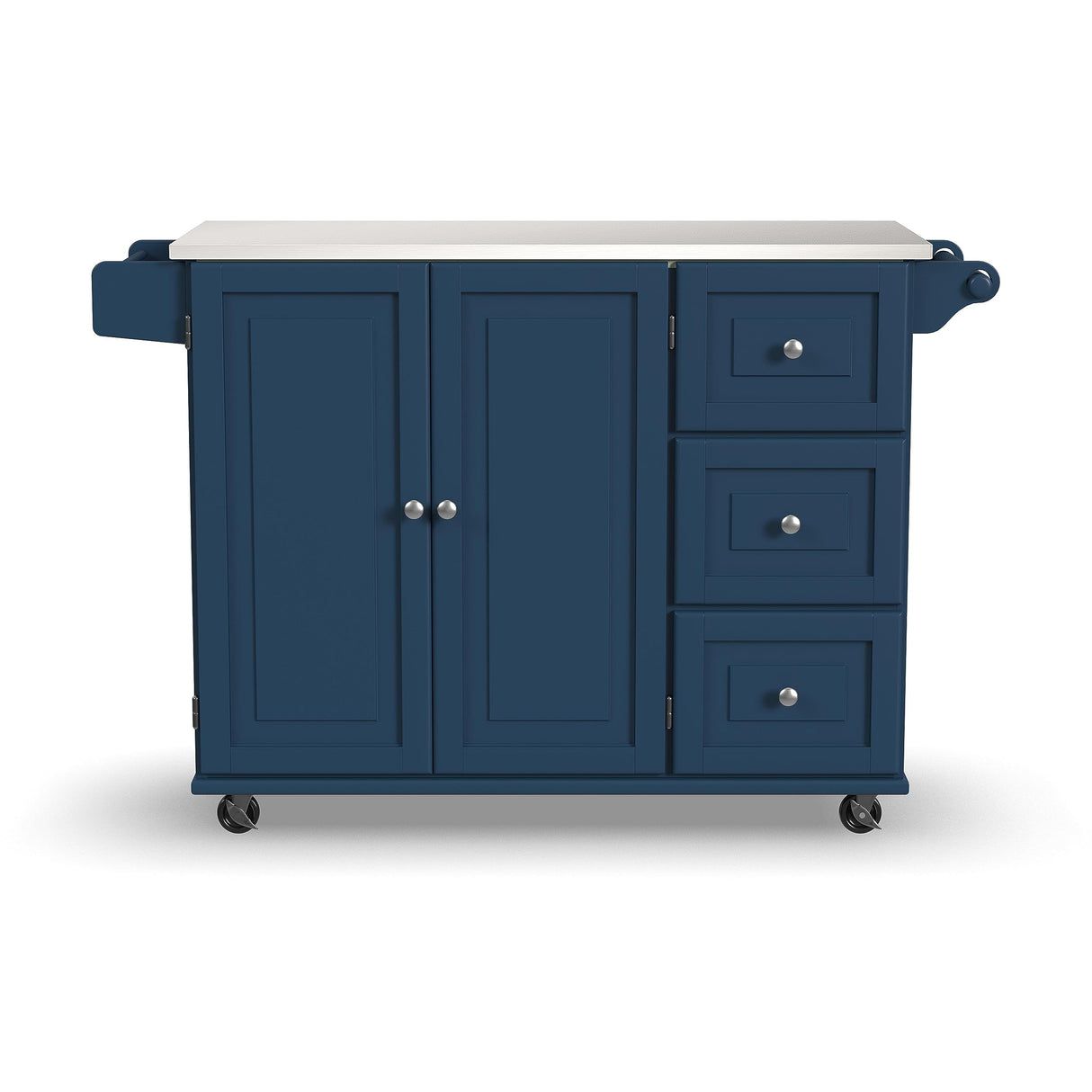 homestyles Mobile Kitchen Island Cart with Stainless Steel Top, Blue homestyles