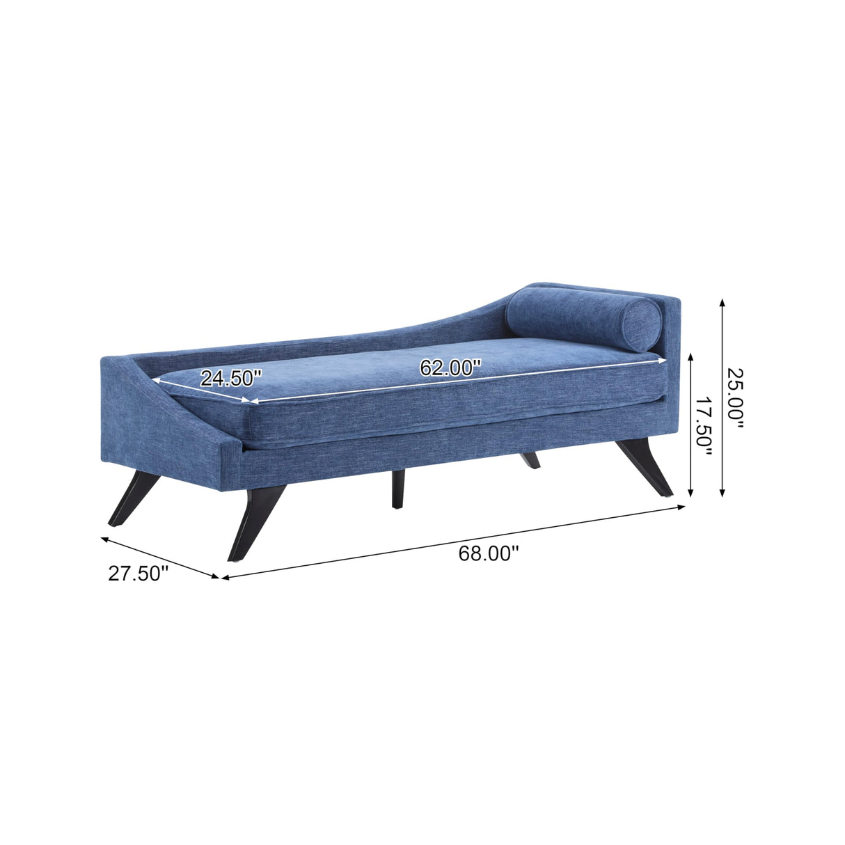Christopher Knight Home Cagle Upholstered Loveseat Sofa with Splayed Legs, Birch Wood Frame Lounge Chair, Living Room Chaise Lounge Chair Indoor, Soft Lounge Sofa with Rolled Accent Pillow, Navy Blue Christopher Knight Home