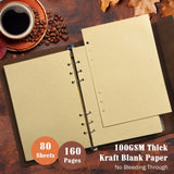 Leather Journals Notebooks with Blank Pages, Vintage Refillable Journal for Writing, Personal Travel Diary Art Sketchbook to Write in, Gifts for Women, Men, Teen Girls and Boys, 160 Pages A5 (Brown) OMEYA