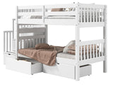 Bedz King Stairway Bunk Beds Twin over Twin with 3 Drawers in the Steps and 2 Under Bed Drawers, White Bedz King