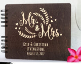 Personalized Wedding Guest Book Mr Mrs Wooden Rustic Vintage Bridal Black Mahogany Oak or Cocoa Unique Wood Hardcover Finish Options Weddings-by-StockingFactory