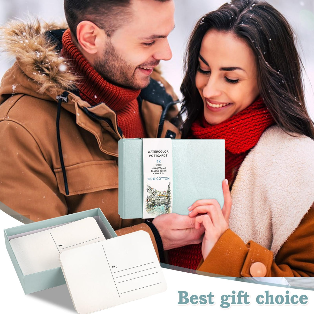 48 Sheets 4x6 Watercolor Postcards, 140lb/300gsm Blank Postcards Watercolor Paper Cards Art Supplies for Painting, DIY, Mailing, Invitations, Greeting Cards (Green) Prudiut