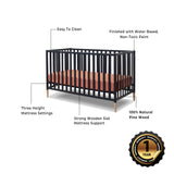 Sorelle Furniture Mia Crib Classic 3-in-1 Convertible Crib, Made of Sustainable Beech Wood, Wooden Baby Bed, Toddler and Child’s Daybed, with Removable Feet, Simplistic Nursery Furniture (Midnight) Sorelle Furniture