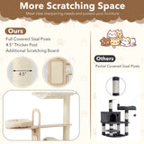 Tangkula Tall Cat Tree for Indoor Cats, 55 Inch Multi-Level Cat Tower Activity Center with Hammock, Cat Condo, Sisal Scratching Posts & Washable Cushions, Wooden Modern Cat Tree Houses for Large Cats Tangkula