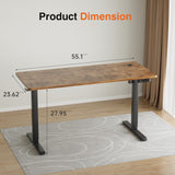 Furmax Electric Standing Desk, 55 x 24 Inches Height Adjustable Desk with Removable Casters, Home Office Computer Desk (White) Furmax