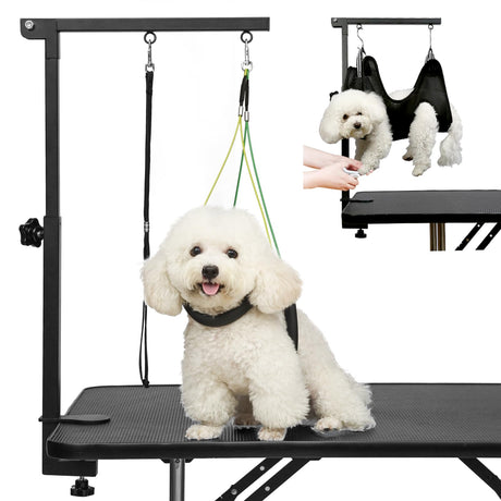 Breeze Touch Dog Grooming Arm - 35" Dog Grooming Table Arm with Clamp and Post, Loop Noose, No Sit Haunch Holder Grooming Restraint for Small & Medium Dogs Breeze Touch