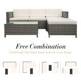 May in Color 5 Piece Outdoor Patio Sectional Furniture Set, Weather Resistant Rattan Outside Couch, Waterproof Conversation Sofa for Balcony, Porch, Backyard, Deck, Garden,Beige May in Color