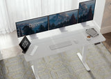 Seang Electric Standing Desk with Adjustable Height, 55x24 Inch Stand Up Desk, Sit Stand Desk with Splice Board for Home Office Computer Workstation, White Frame/White Top Seang