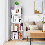 4-Tier 360-Degree Rotating Bookshelf for Kids - Space-Saving Corner Storage Rack in White ABTOR