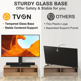 TVON Universal TV Stand Base, Swivel Table Top TV Stand for 20-43 inch TVs/Monitors with 4 Level Height Adjustment and Tempered Glass Base, Holds up to 88LBS, VESA 200x200mm TVON