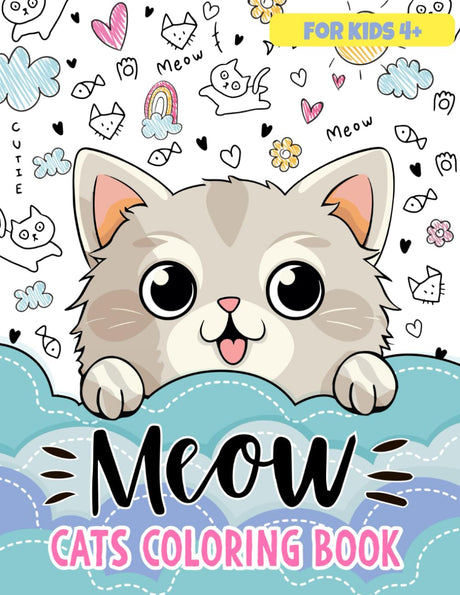 Meow Cats Coloring Book for Kids: 50 Cute Kittens in Funny and Delightful Situations WoodArtSupply
