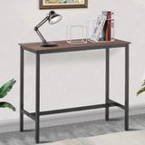 Awonde Rectangle Bar Table 41" Bar Height Pub Table Industrial Table for Kitchen Dining Room Living Room Entryway Sofa Console Table with Brown Wood Top Black Matel Frame Awonde