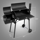 Outdoor Barrel BBQ Grill,Barrel Charcoal Grill with Offset Smoker, All Metal Outdoor Smoker with Side Table and Wheels for Outdoor Garden Patio and Backyard Cooking Shyneer