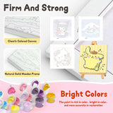 Sretoul 4 Pack Cartoon Paint by Numbers Kit for Kids with Frame - Wooden Easel, Cute Kids Paint by Numbers Ages 4 8 12, DIY Acrylic Oil Painting for Home Wall Decor (8x8 inch) Sretoul