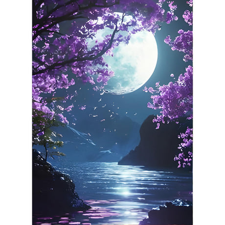 QINRUBB DIY Bright Moon Diamond Painting Kits, Full Drill Moonlight Diamond Art Painting Kits for Adults Beginners, DIY 5D Painting by Numbers Tree Diamond Art Kits for Home Decor 12x16inch QINRUBB
