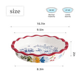 Sagoskat Pie Pan Ceramic Pie Plate, 9 inch Deep Dish Pie Pans, Nonstick Pie Pans for Baking, Red Floral Pie Dish For Kitchen Sagoskat