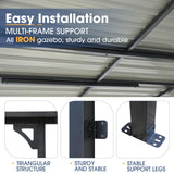 OC Orange-Casual 10x14 FT Patio All-Iron Gazebo,Hard Top Lean to Gazebo Pergola with Roof, Wall Mounted Heavy Duty Awnings, for Outdoor, Backyard, Deck OC Orange-Casual