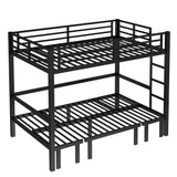 Full Over Full Bunk Bed for Adults, Heavy Duty Bunk Bed can Turns into Full Size Loft Bed with U-Shaped Sofa, Adults Bunk Bed with Safety Rails and Side Ladder, Black(Not Include Cushion) Bellemave