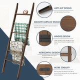 Delywh Acacia Wood Blanket Ladder, Rustic Towel Quilt Throw Clothes Blanket Ladders for The Living Room, Bedroom, Nursery Stand Holder, Wooden Decorative Ladder for Blankets Rack Farmhouse Home Decor Delywh