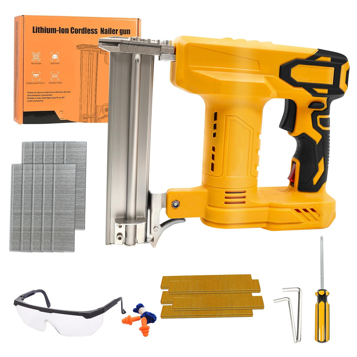 JOJOCY 18 Gauge Cordless Brad Nailer, 2-in-1 Battery Powered Stapler/Nail Gun, Drives 2" Nails for Upholstery & Woodworking (Tool Only) (for Dew-alt 20V) JOJOCY