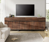 WAMPAT Modern TV Stand for 75-110 Inch TVs, Wooden Entertainment Center TV Console with Metal Base and Adjustable Shelves for Living Room, Bedroom, 94.5 Inch, Brown WAMPAT